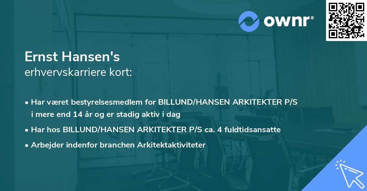 Ernst Hansen's erhvervskarriere kort