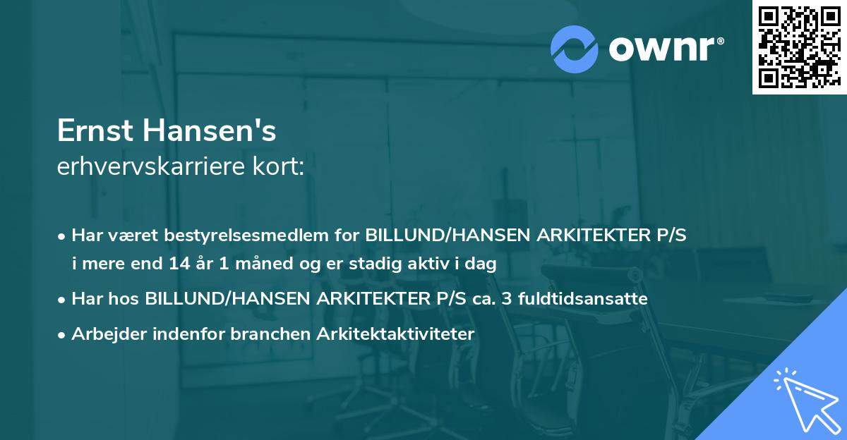 Ernst Hansen's erhvervskarriere kort