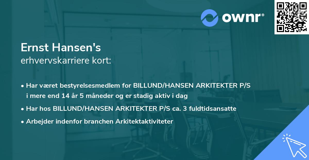 Ernst Hansen's erhvervskarriere kort