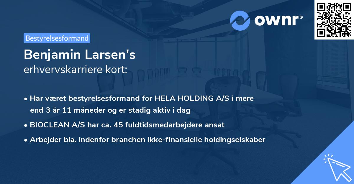 Benjamin Larsen's erhvervskarriere kort