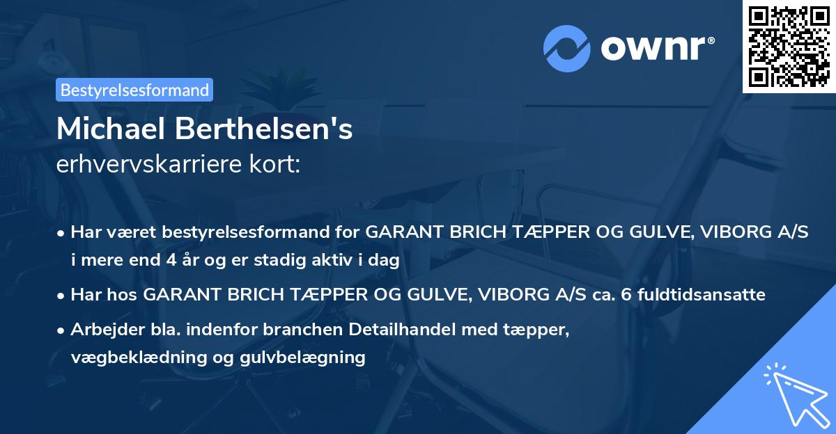 Michael Berthelsen's erhvervskarriere kort