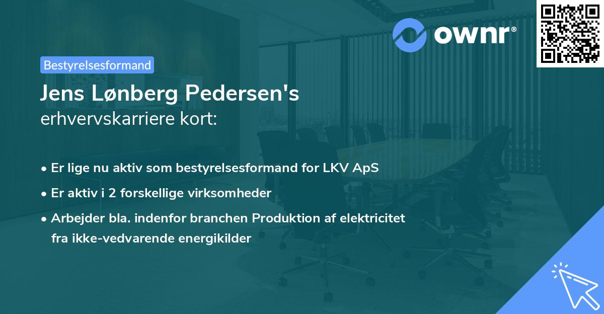 Jens Lønberg Pedersen's erhvervskarriere kort