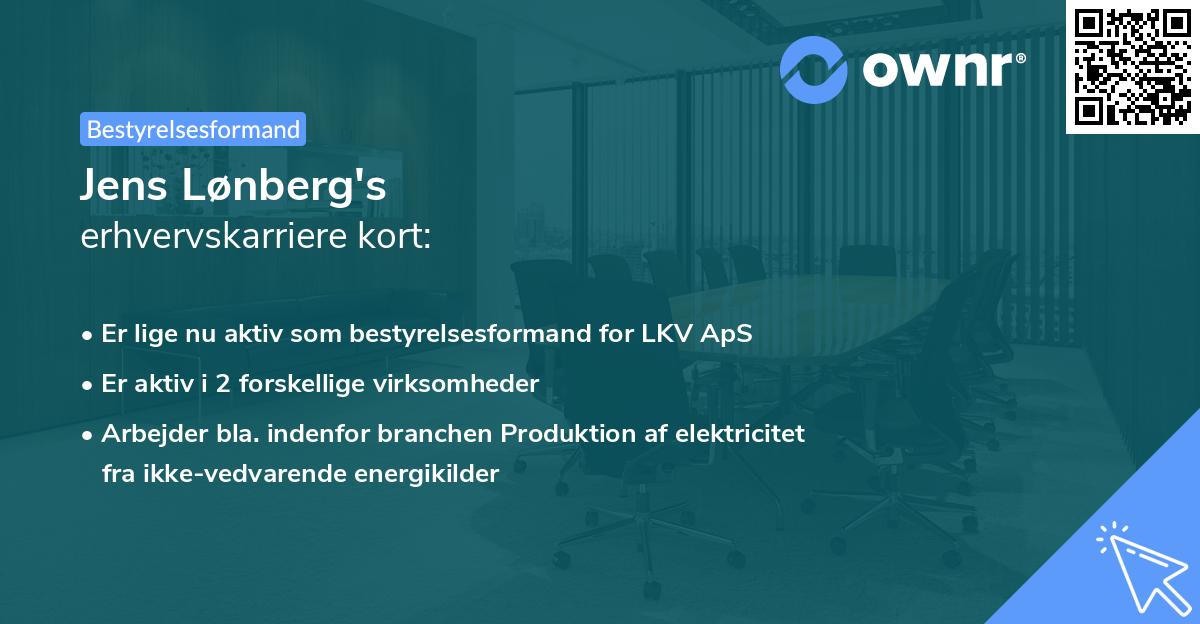 Jens Lønberg's erhvervskarriere kort