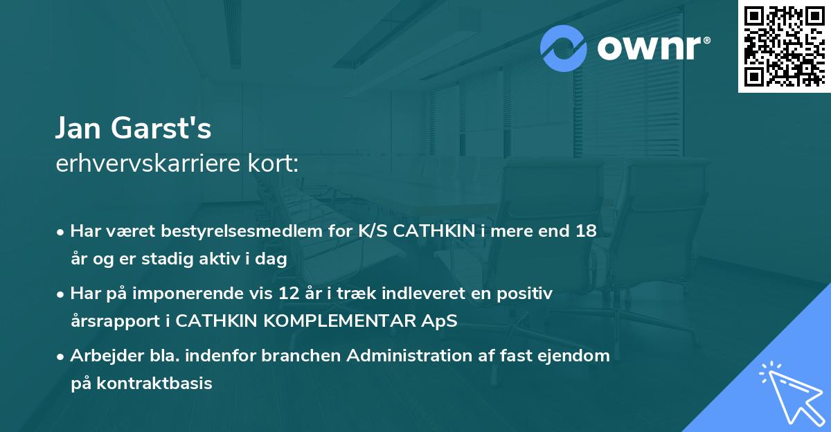 Jan Garst's erhvervskarriere kort
