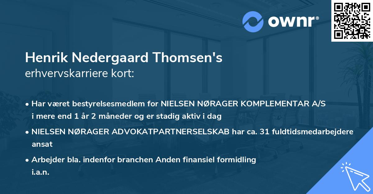 Henrik Nedergaard Thomsen's erhvervskarriere kort
