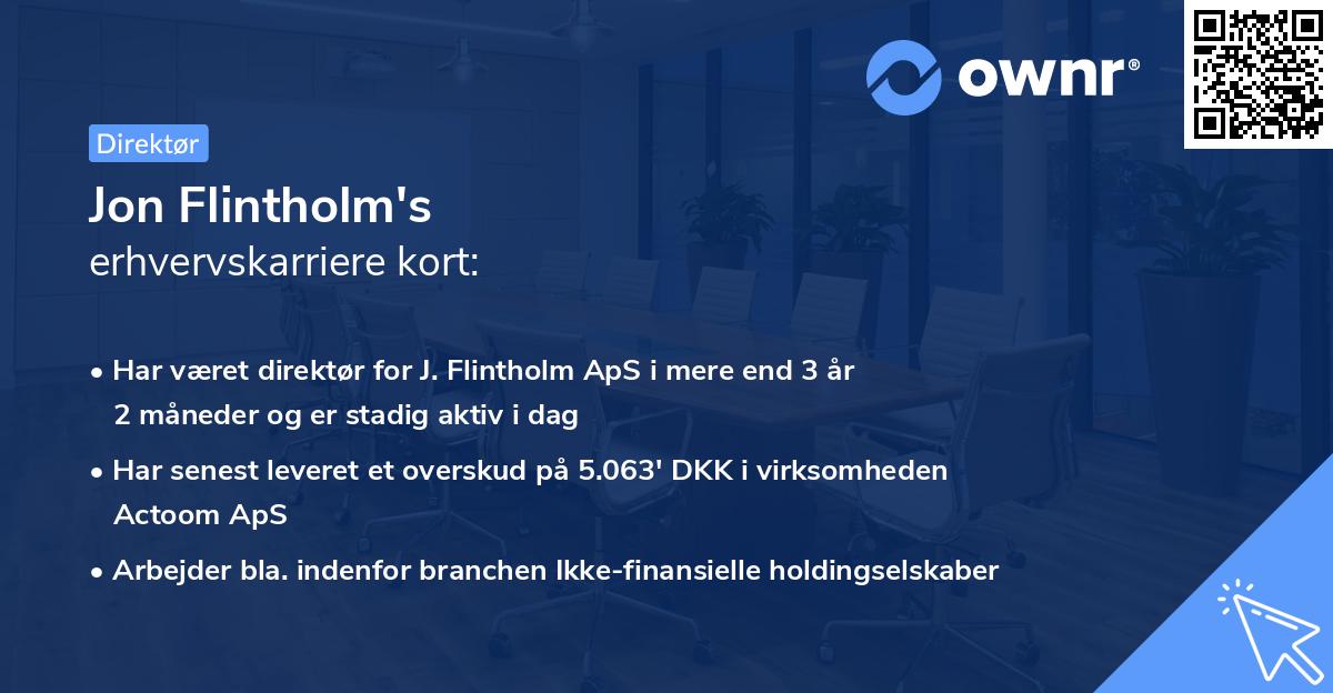 Jon Flintholm's erhvervskarriere kort