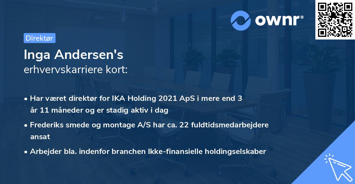 Inga Andersen's erhvervskarriere kort