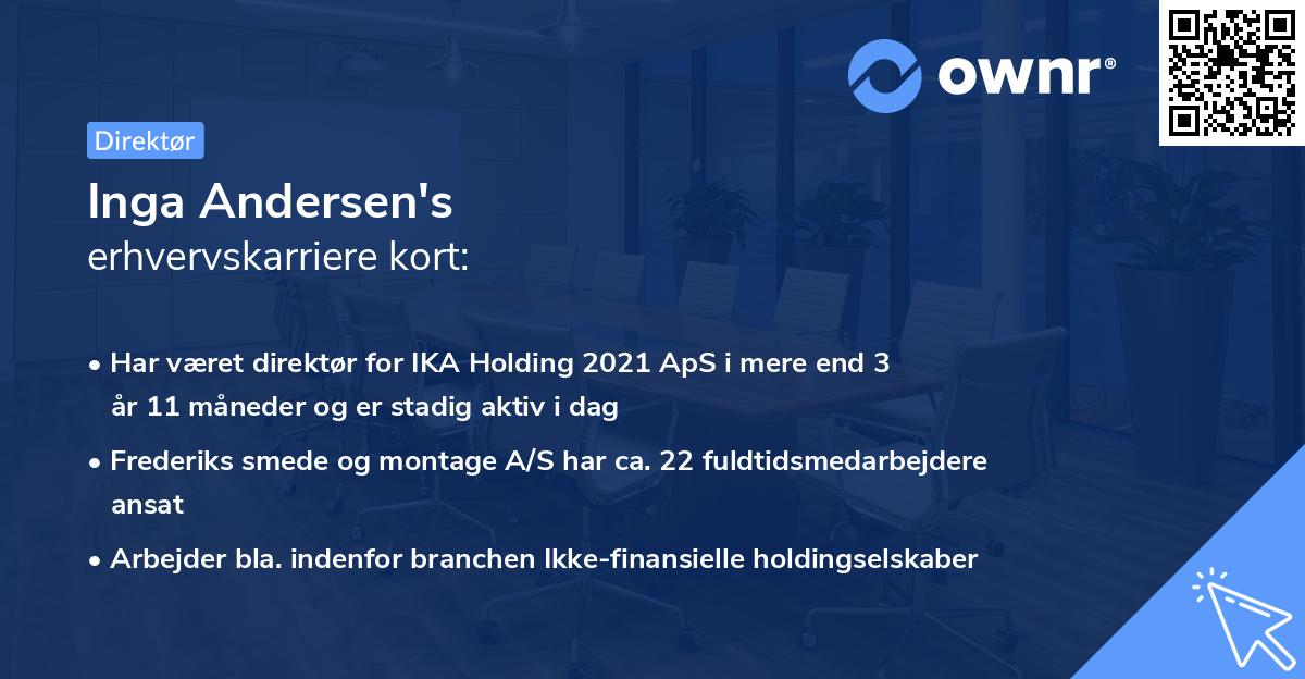 Inga Andersen's erhvervskarriere kort