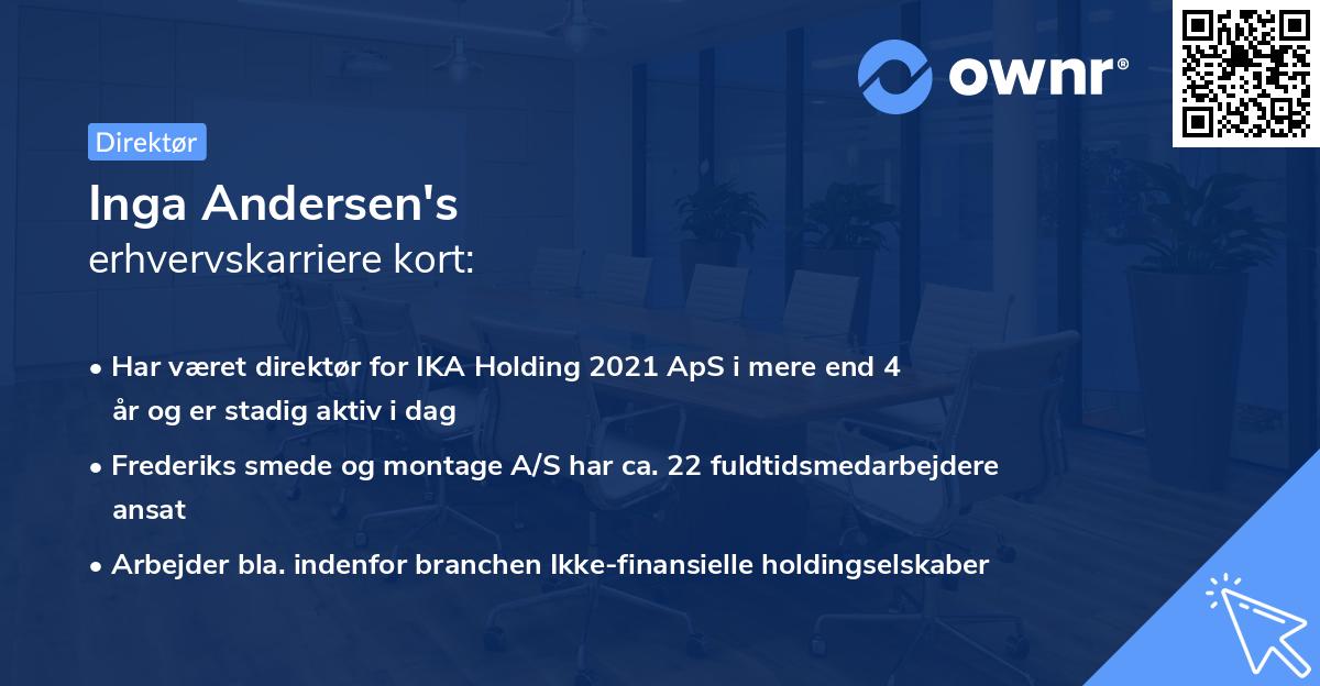 Inga Andersen's erhvervskarriere kort