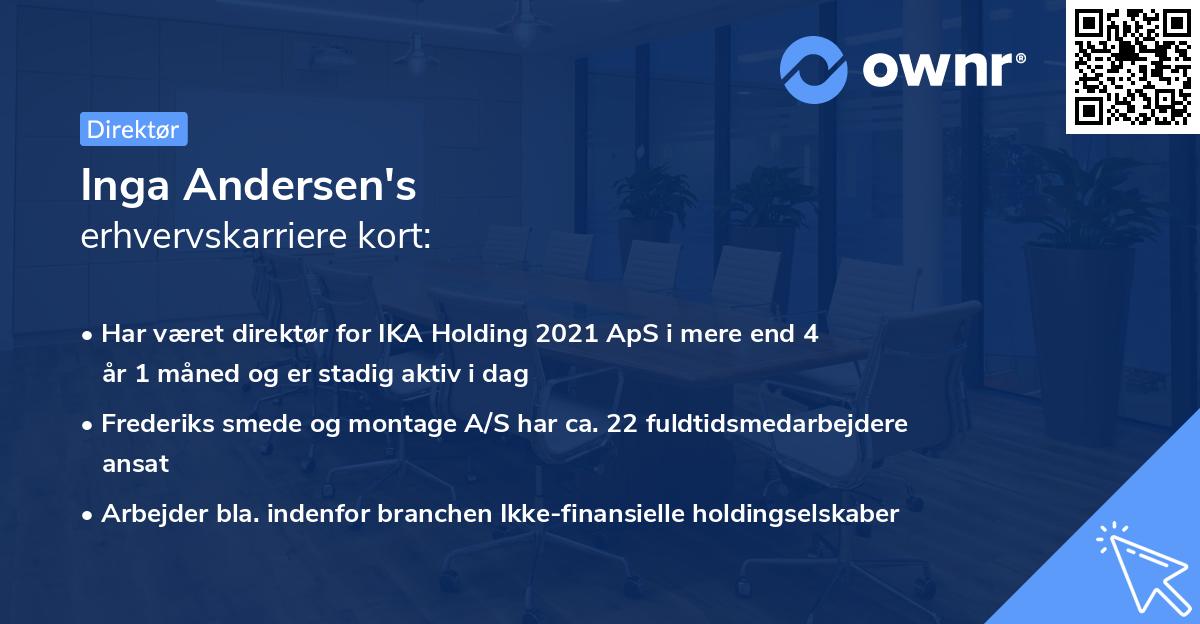 Inga Andersen's erhvervskarriere kort