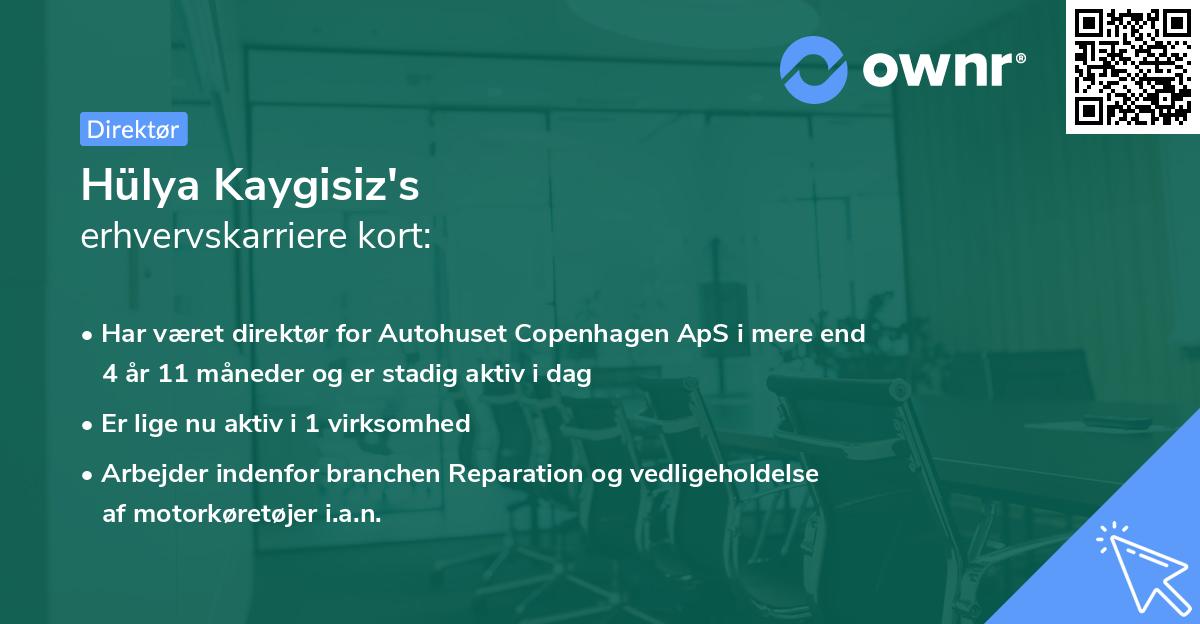Hülya Kaygisiz's erhvervskarriere kort