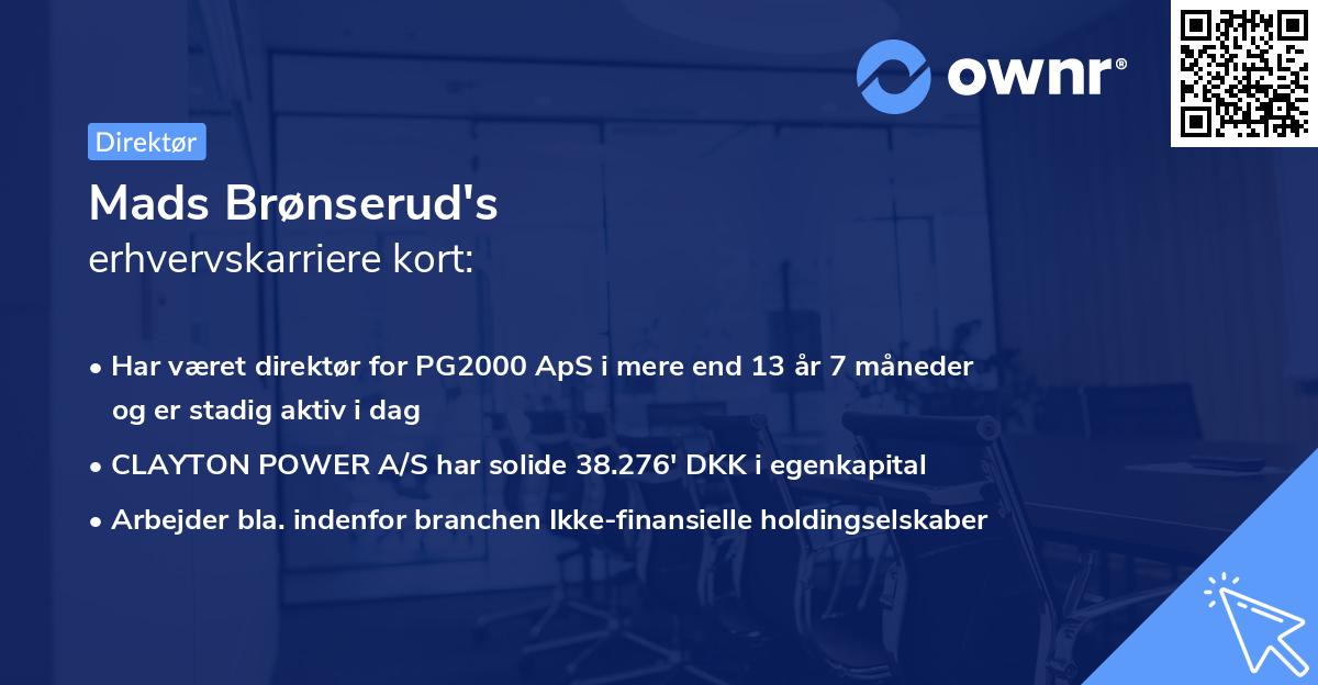 Mads Brønserud's erhvervskarriere kort