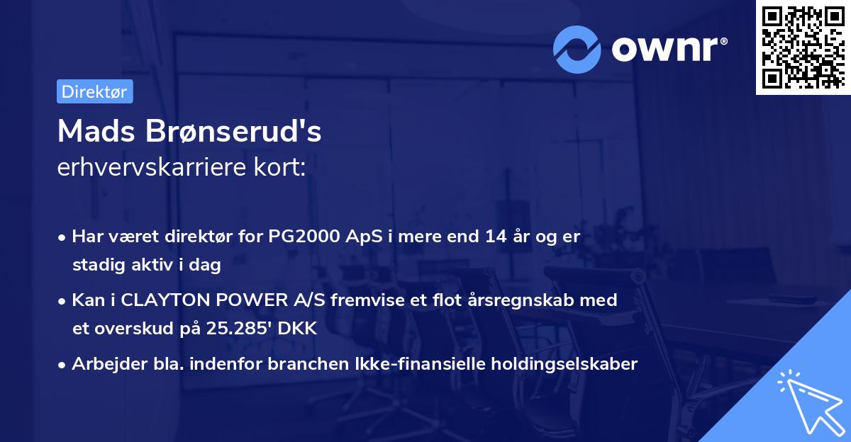Mads Brønserud's erhvervskarriere kort
