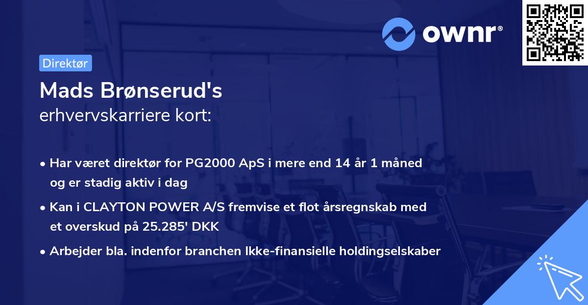 Mads Brønserud's erhvervskarriere kort