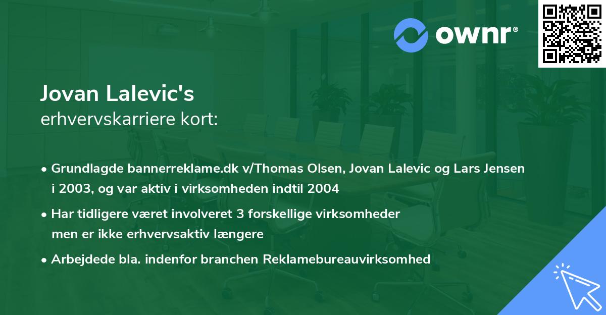 Jovan Lalevic's erhvervskarriere kort