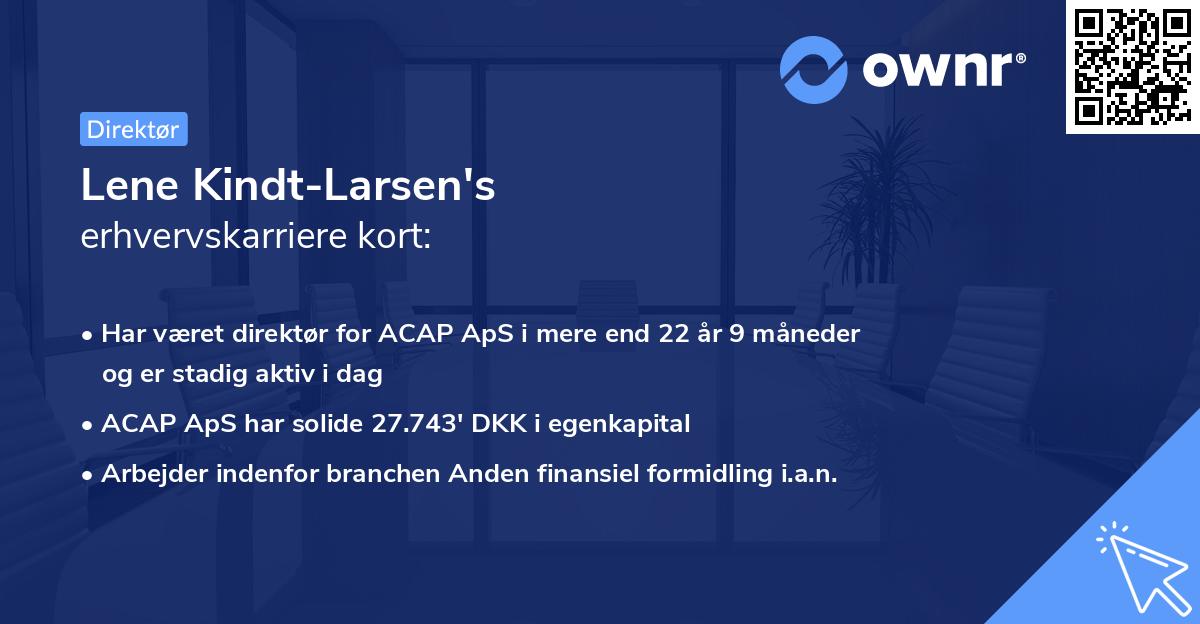 Lene Kindt-Larsen's erhvervskarriere kort