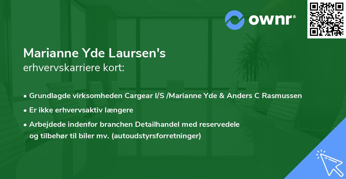 Marianne Yde Laursen's erhvervskarriere kort
