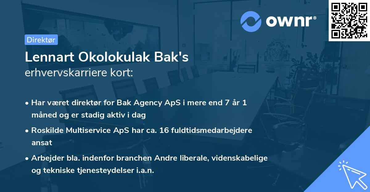 Lennart Okolokulak Bak's erhvervskarriere kort