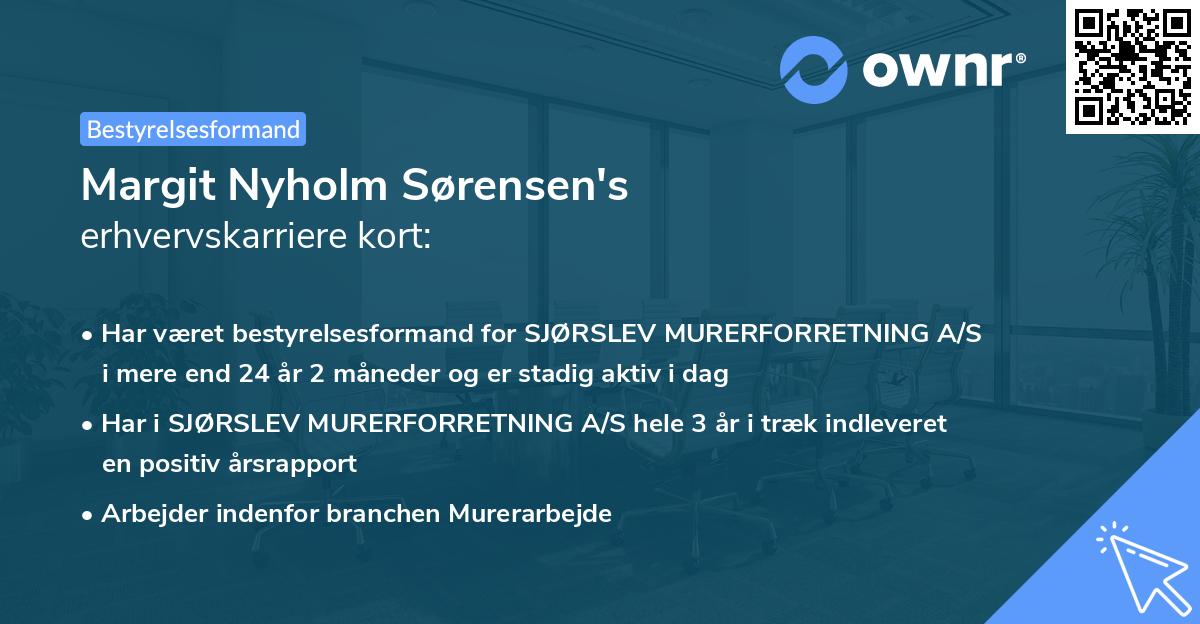 Margit Nyholm Sørensen's erhvervskarriere kort