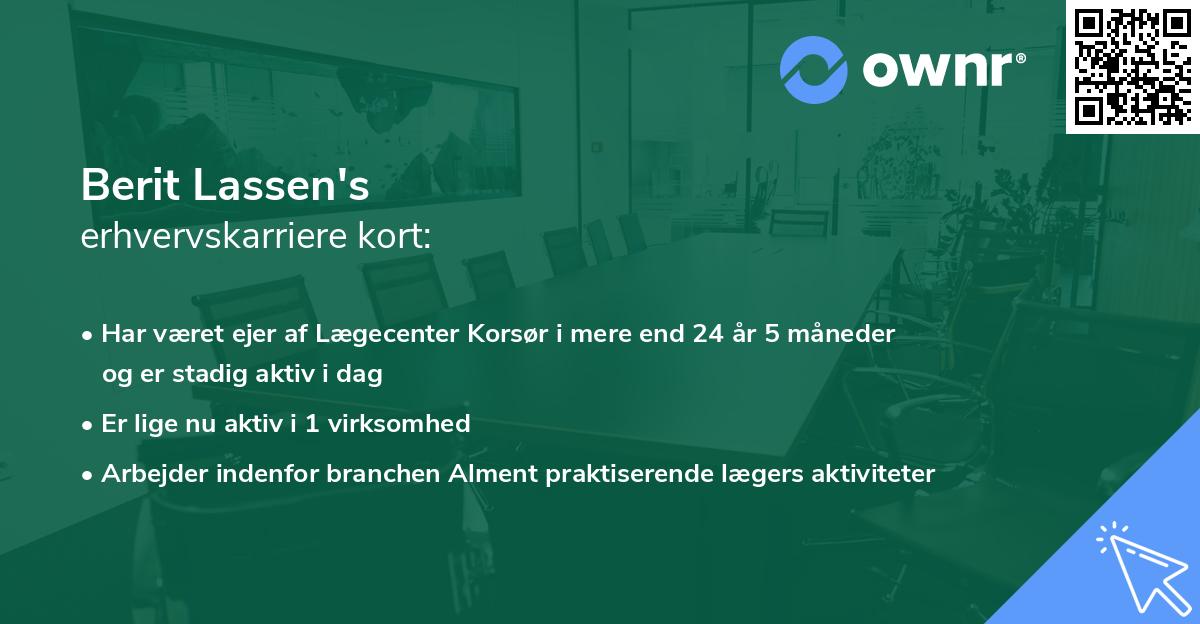 Berit Lassen's erhvervskarriere kort