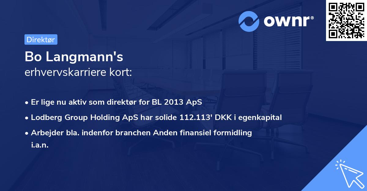 Bo Langmann's erhvervskarriere kort