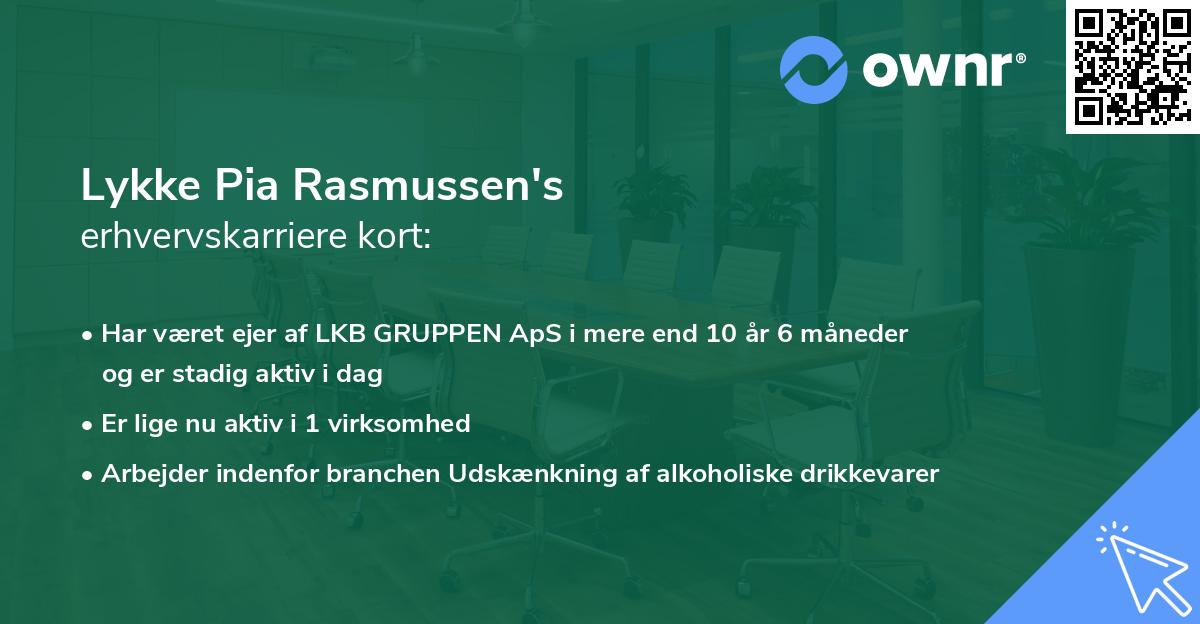 Lykke Pia Rasmussen's erhvervskarriere kort