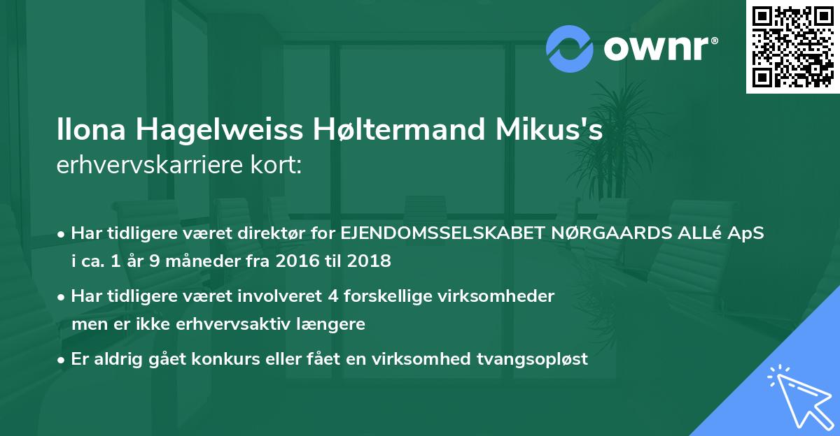 Ilona Hagelweiss Høltermand Mikus's erhvervskarriere kort
