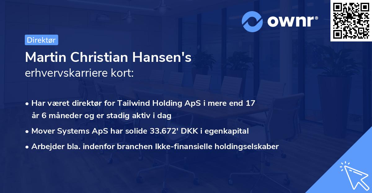 Martin Christian Hansen's erhvervskarriere kort