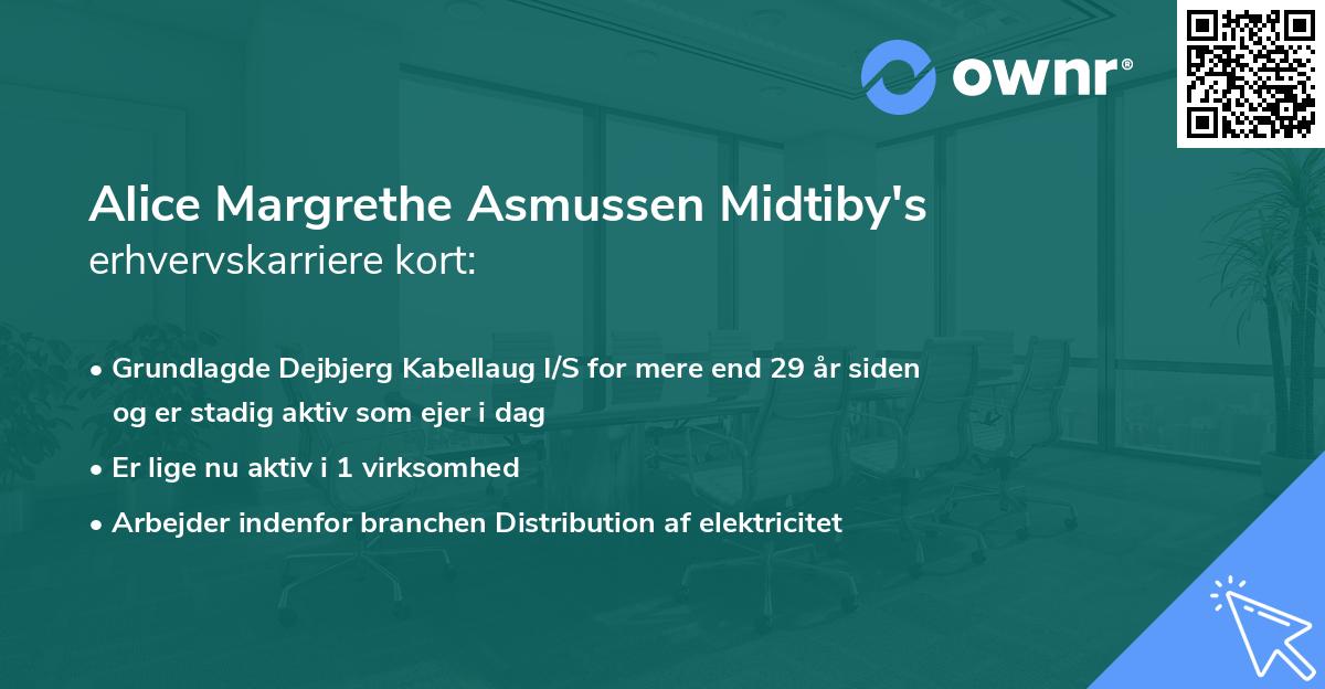 Alice Margrethe Asmussen Midtiby's erhvervskarriere kort