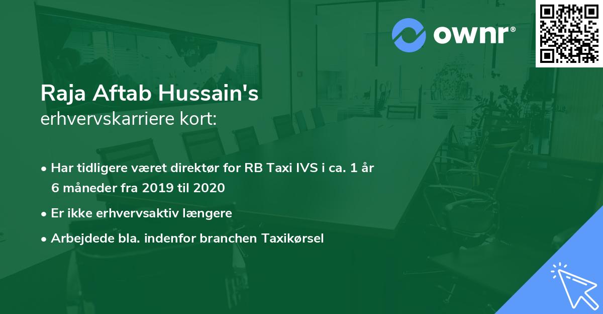 Raja Aftab Hussain's erhvervskarriere kort