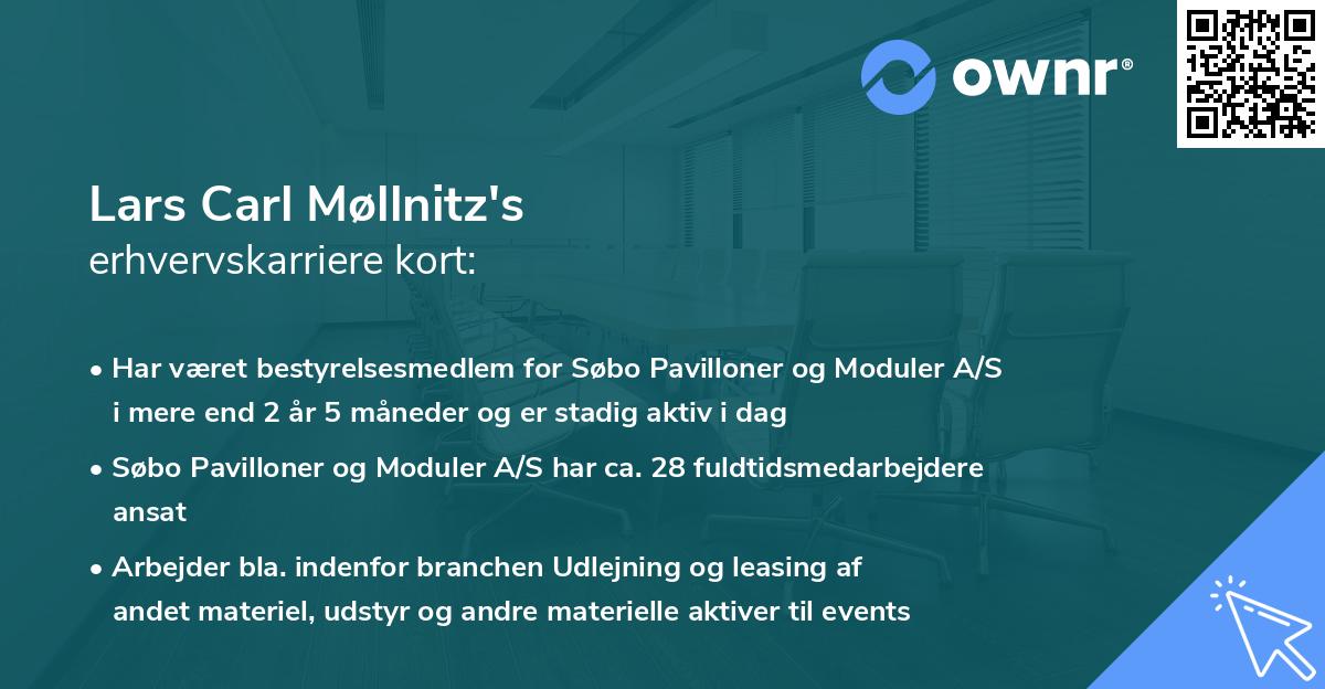 Lars Carl Møllnitz's erhvervskarriere kort