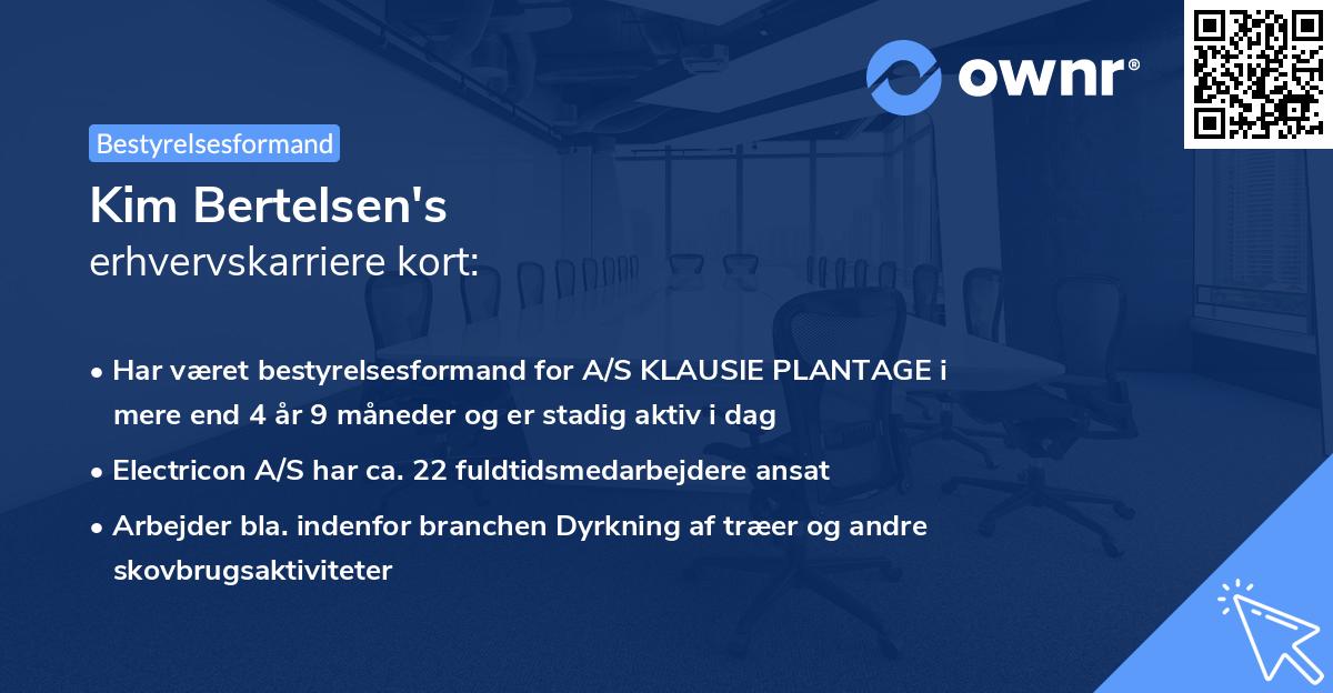 Kim Bertelsen's erhvervskarriere kort