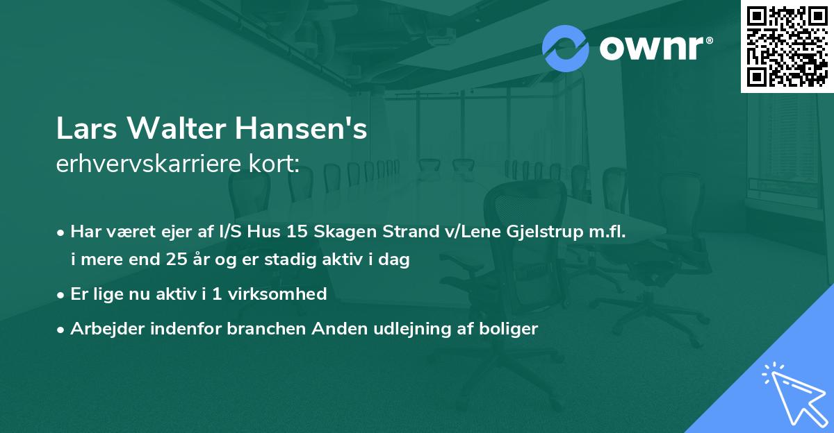 Lars Walter Hansen's erhvervskarriere kort