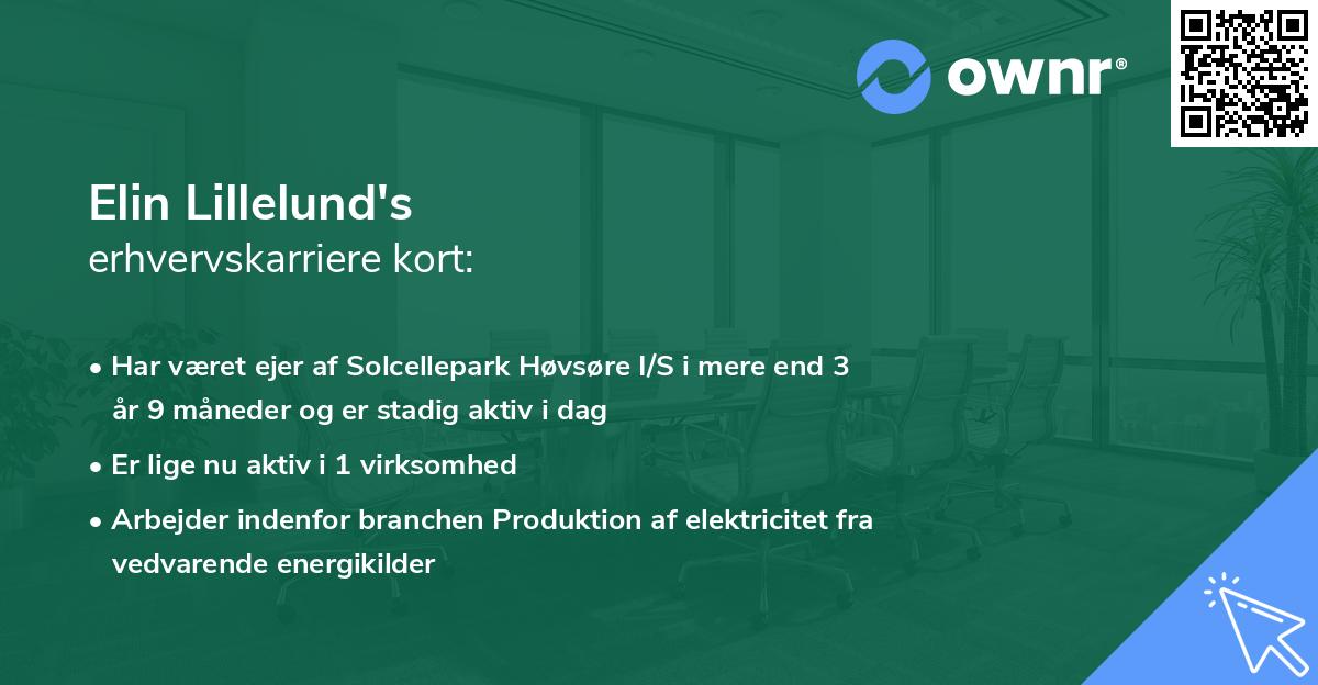 Elin Lillelund's erhvervskarriere kort