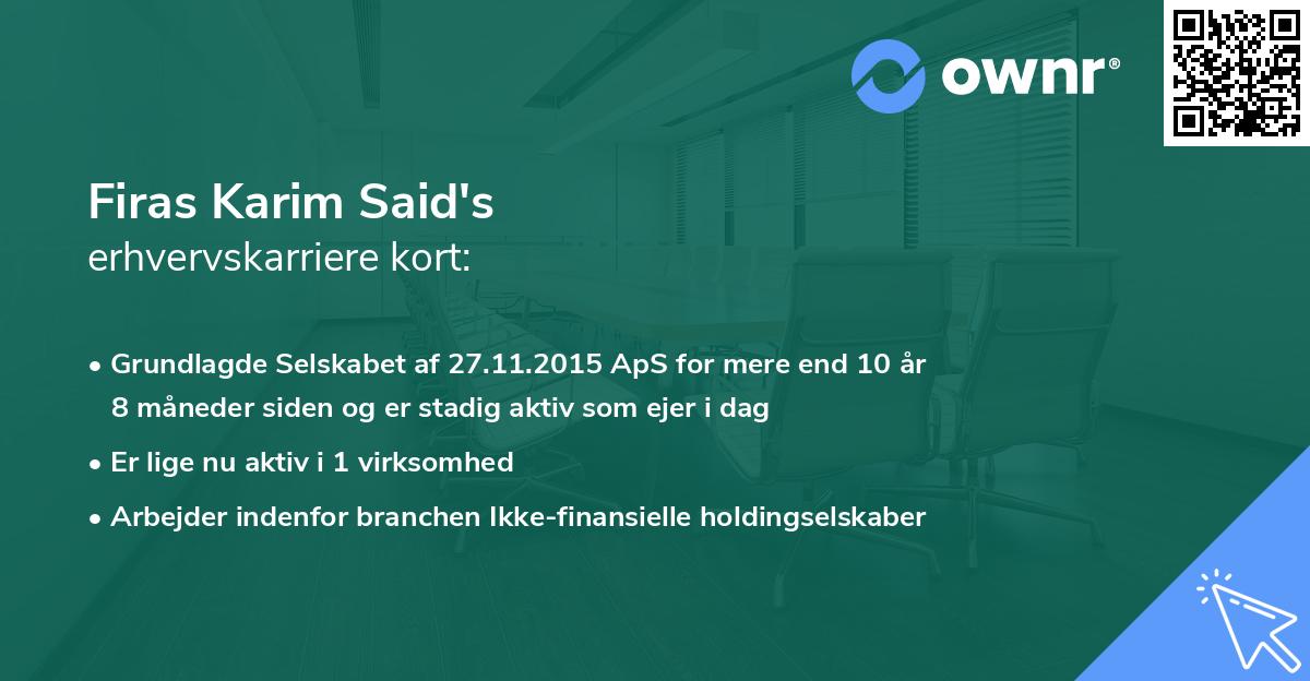Firas Karim Said's erhvervskarriere kort