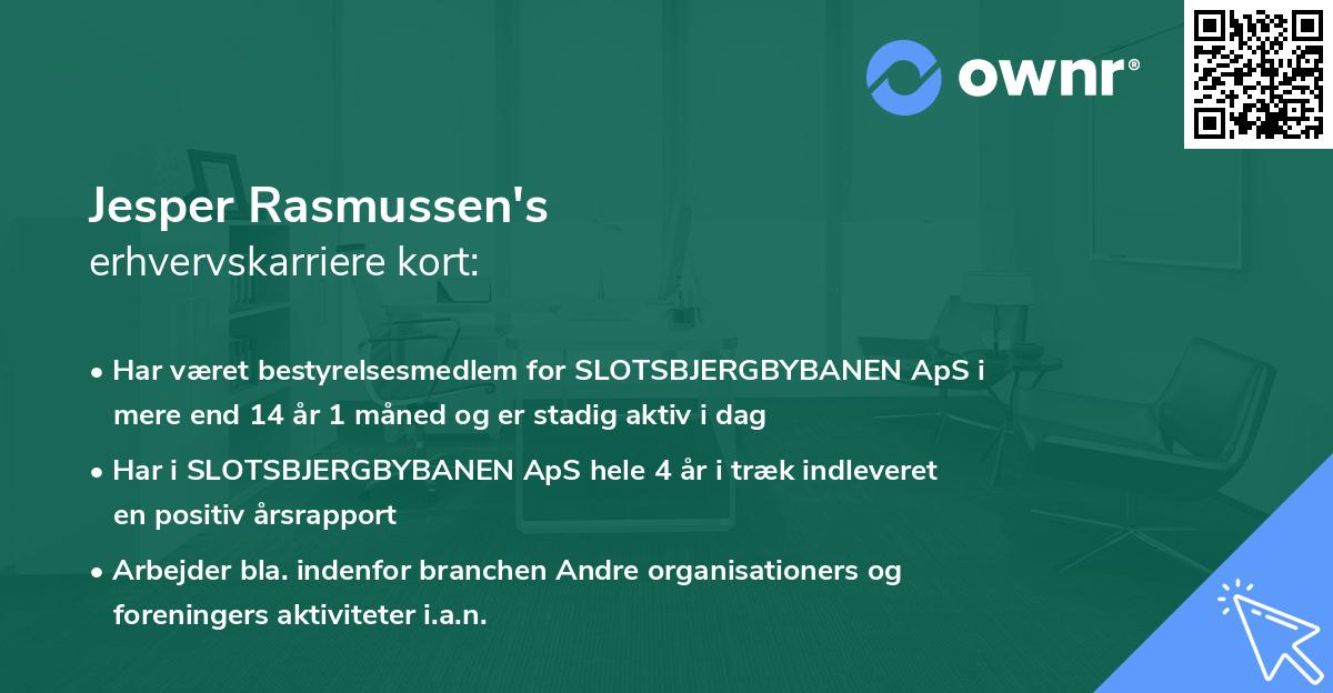 Jesper Rasmussen's erhvervskarriere kort