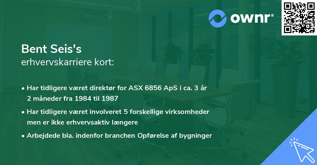 Bent Seis's erhvervskarriere kort