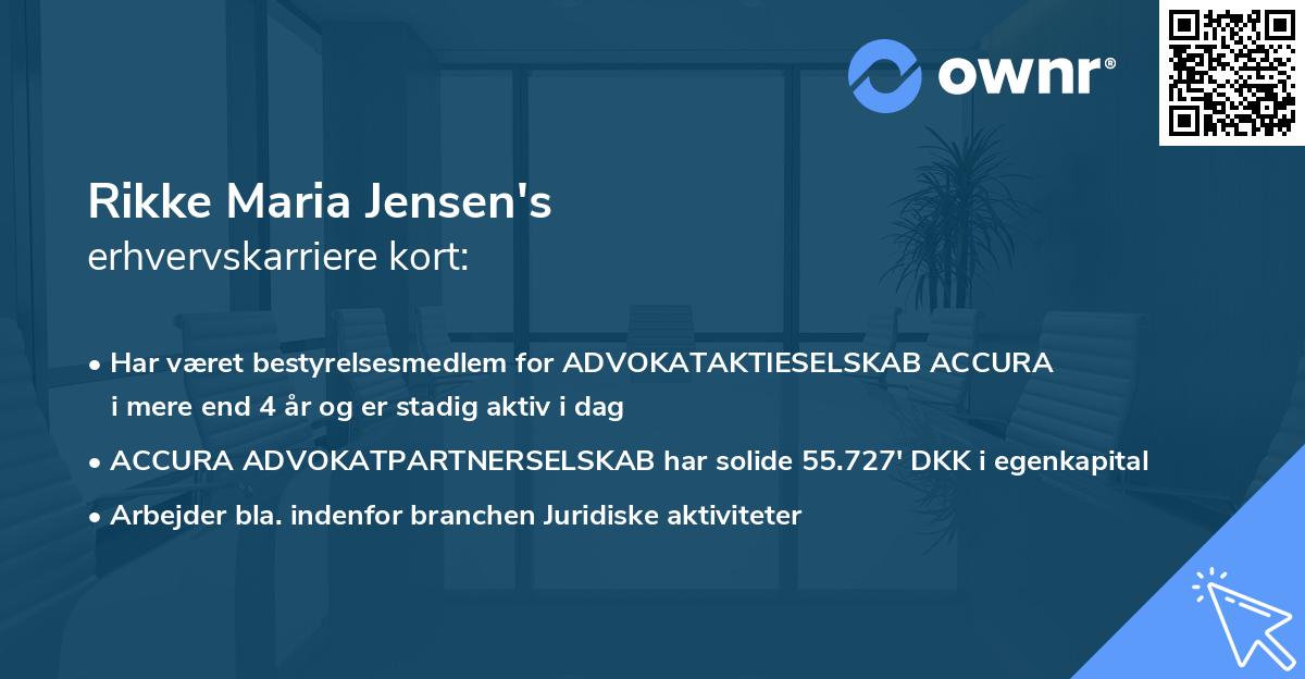 Rikke Maria Jensen's erhvervskarriere kort