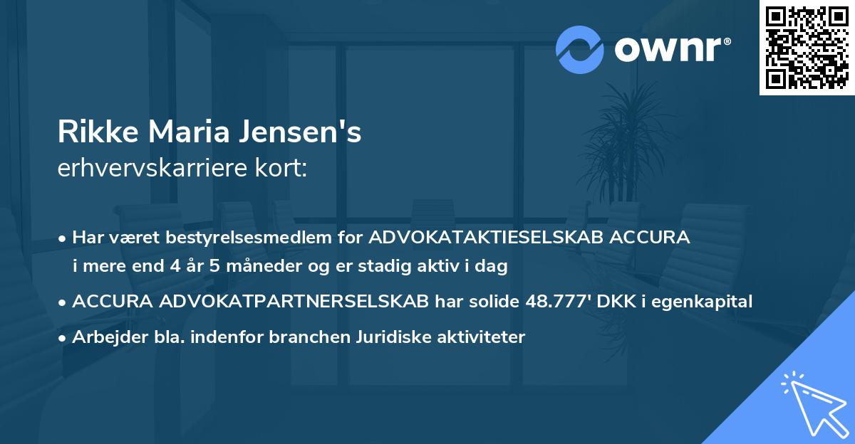 Rikke Maria Jensen's erhvervskarriere kort