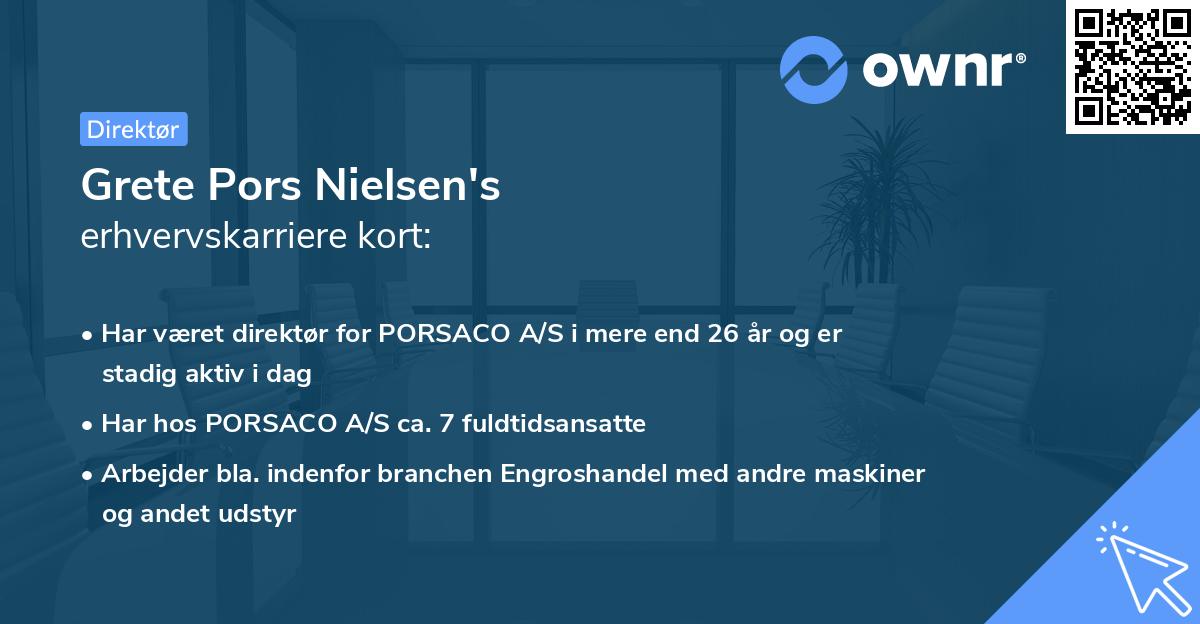 Grete Pors Nielsen's erhvervskarriere kort