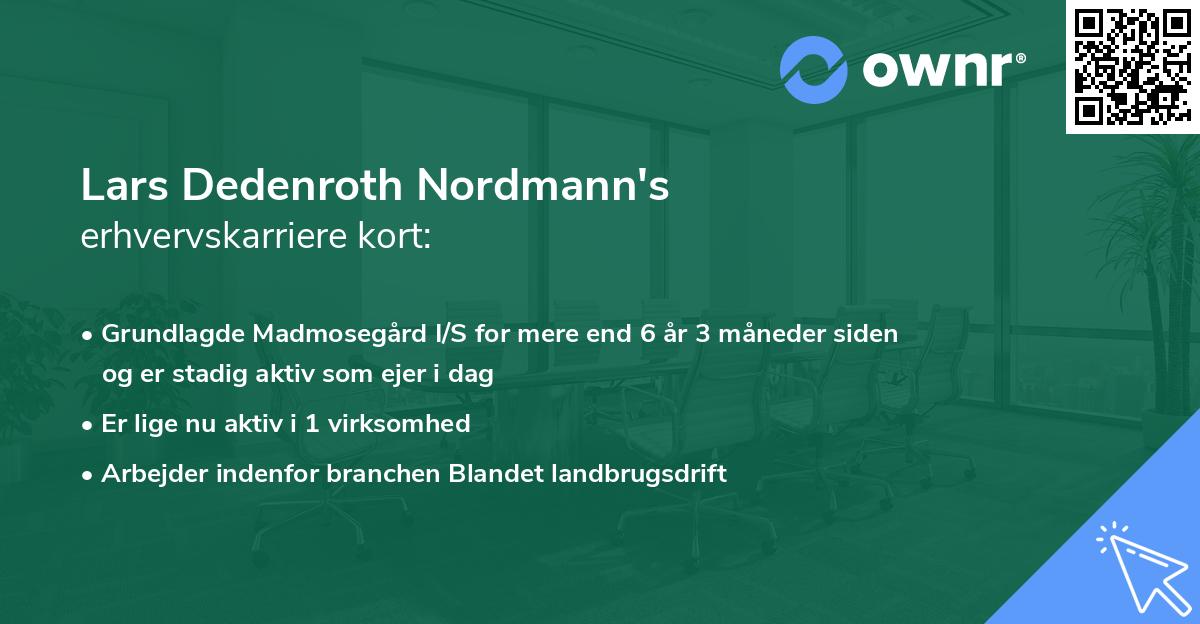 Lars Dedenroth Nordmann's erhvervskarriere kort