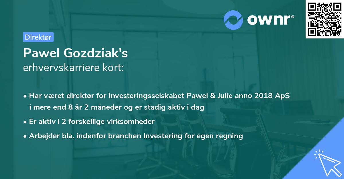 Pawel Gozdziak's erhvervskarriere kort