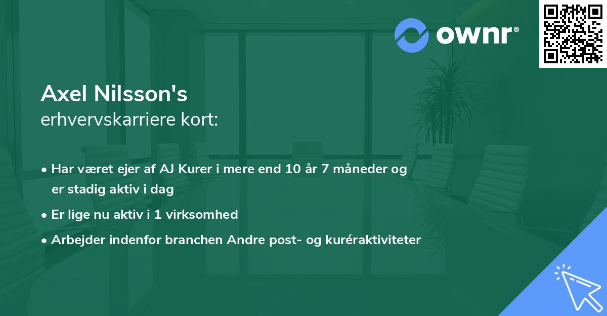 Axel Nilsson's erhvervskarriere kort