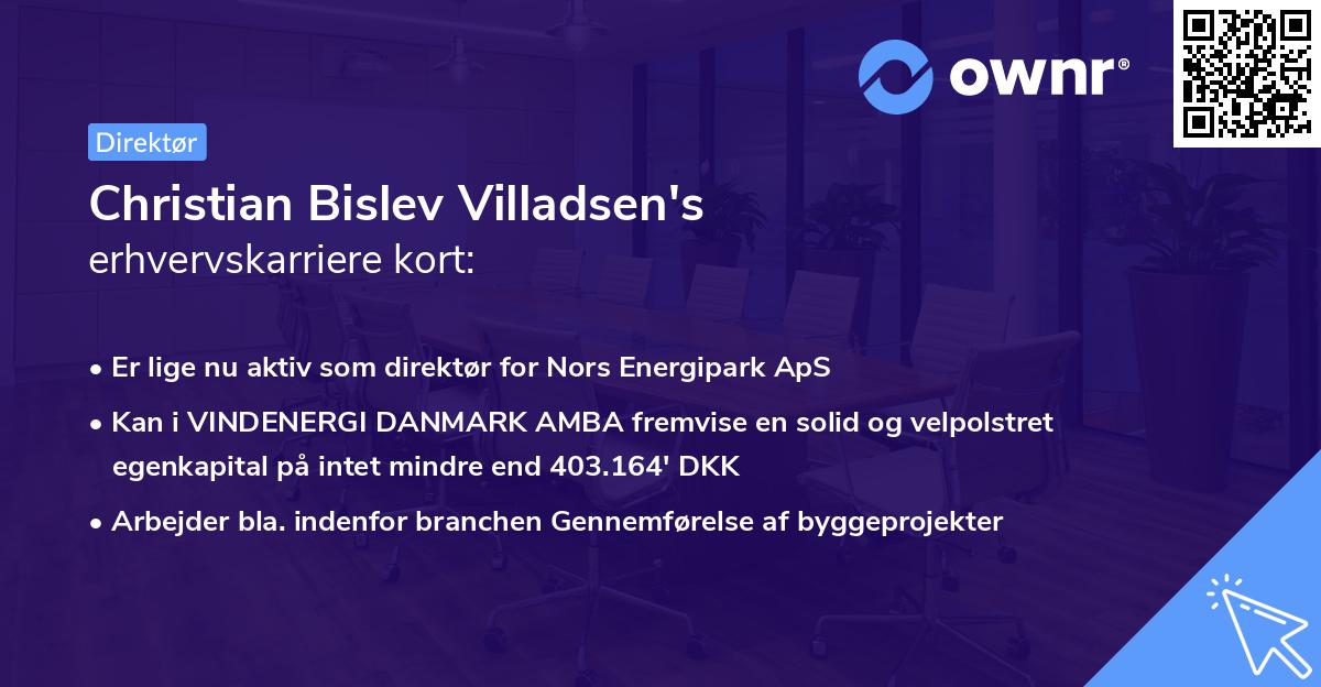 Christian Bislev Villadsen's erhvervskarriere kort