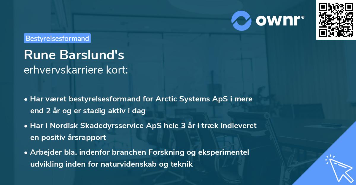 Rune Barslund's erhvervskarriere kort