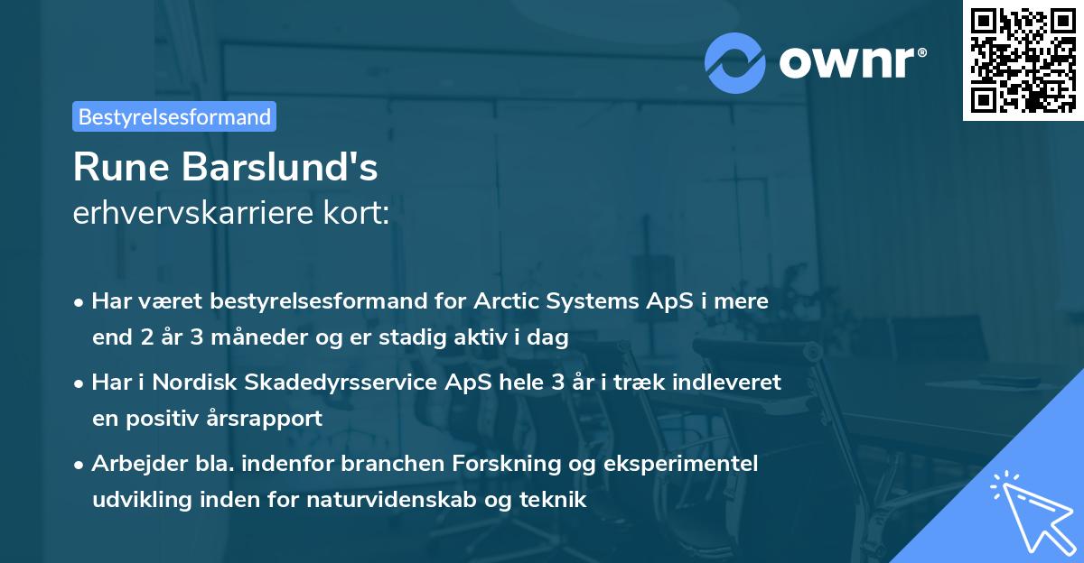 Rune Barslund's erhvervskarriere kort