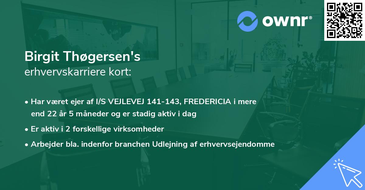 Birgit Thøgersen's erhvervskarriere kort