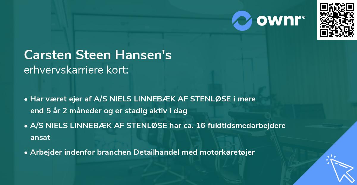 Carsten Steen Hansen's erhvervskarriere kort