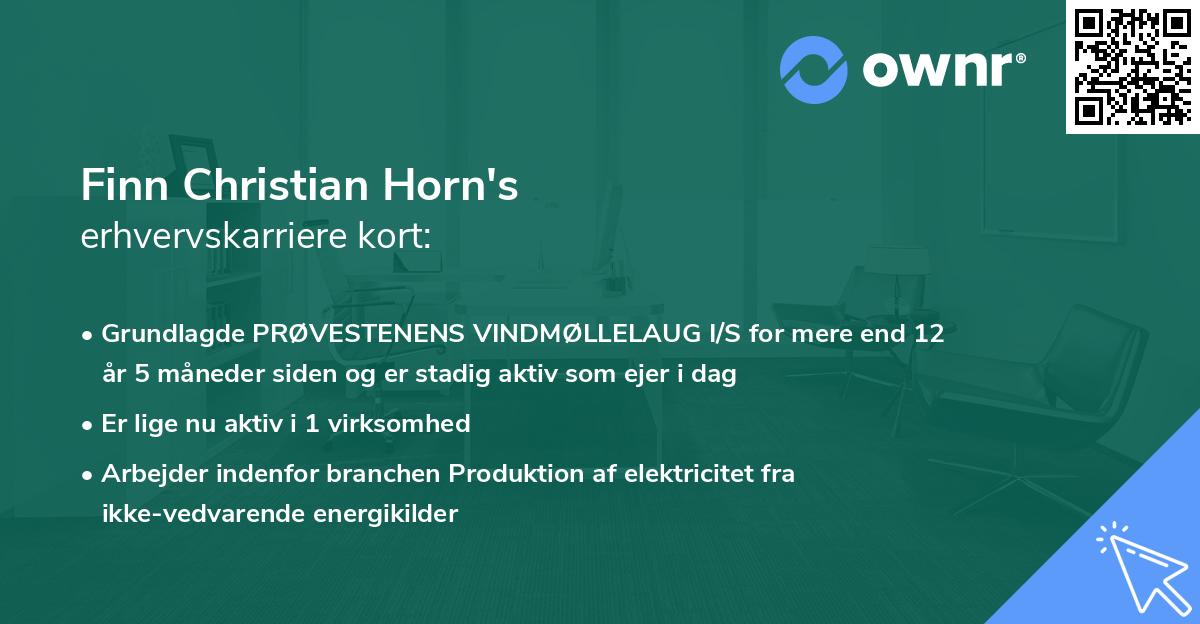 Finn Christian Horn's erhvervskarriere kort