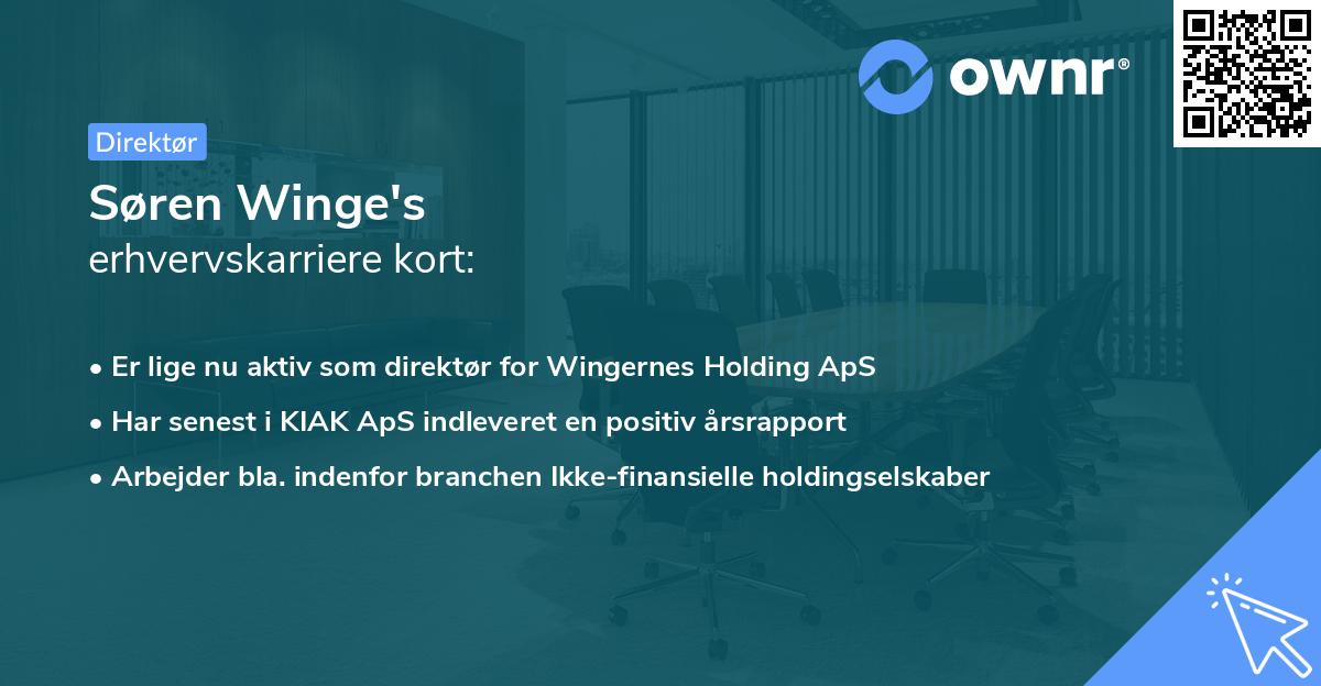 Søren Winge's erhvervskarriere kort
